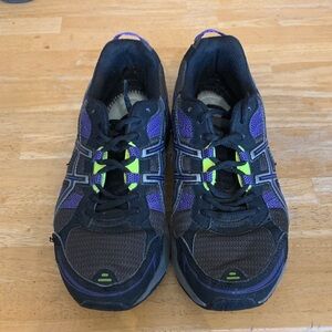 Asics Women's Athletic Shoes - Black, Purple, and Neon Green WITHOUT INSOLES